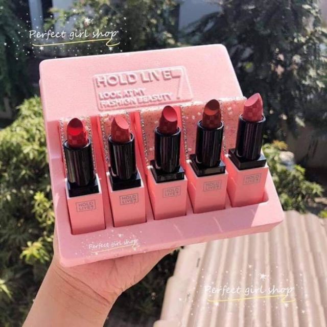 Set 5 cây son HOLD LIVE Pro Girl Đính Đá vỏ Hồng