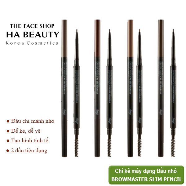 Chì kẻ mày dạng đầu nhỏ trang điểm chân mày lông mày The Face Shop fmgt Brow Master Slim Pencil 0.05g