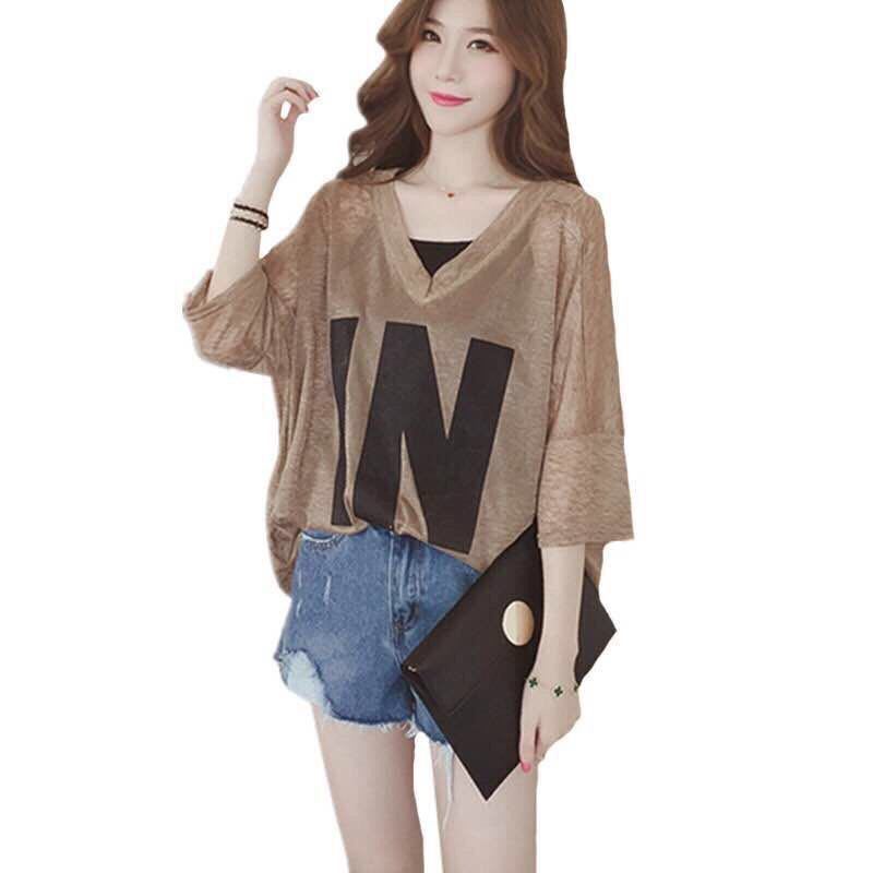 Áo Thun Tay Ngắn Phong Cách Hàn Quốc Hàng Mới Dành Cho Nữ Size Lớn