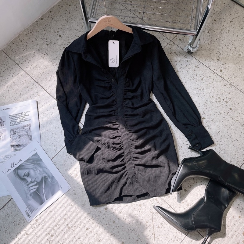 Đầm sơmi td bèo nhún