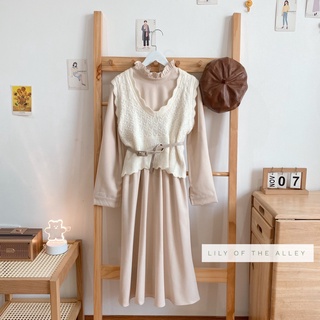 Set váy dạ gile trắng