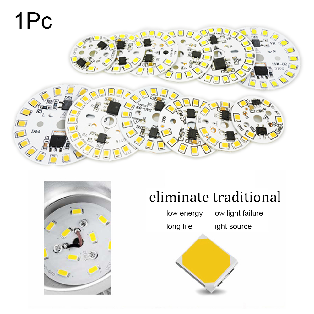 ❤LANSEL❤ 1Pc Round 2835 SMD Warm White/White Light Plate LED Chip 15W 12W 9W 7W 6W 5W 3W New Smart IC Driver AC220V Bulb Lamp Bean/Multicolor