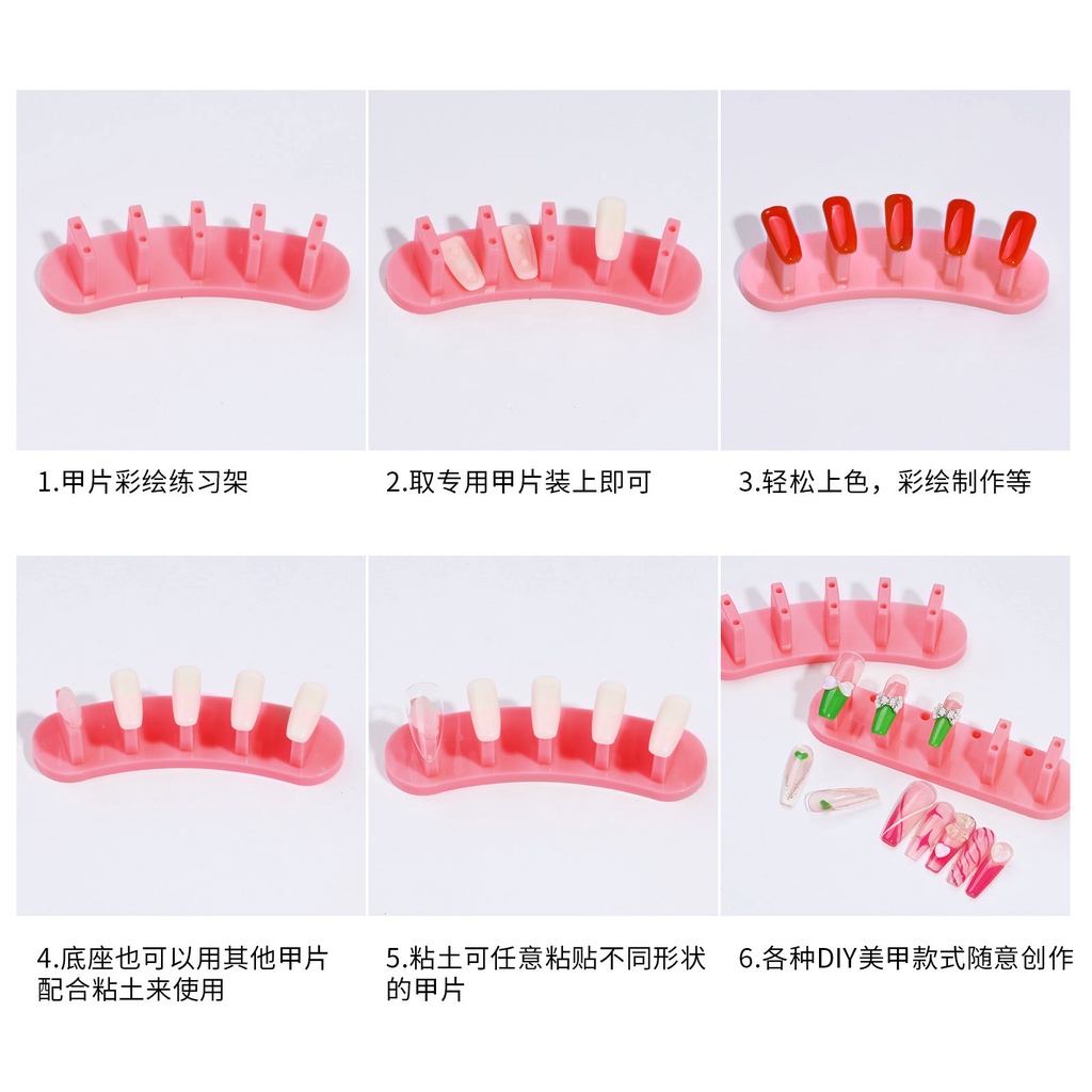 Bộ 3 Giá Đỡ Móng Tay Tự Dính Có Thể Tháo Rời Tiện Dụng Cho Luyện Tập Làm Móng