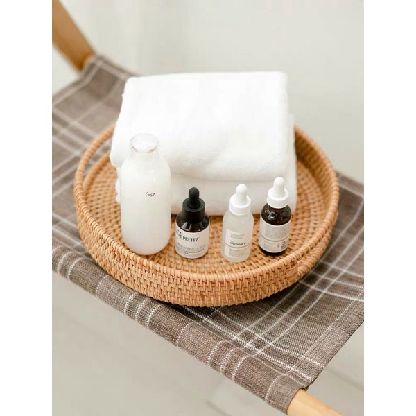 Khay mây tròn đựng đồ siêu đẹp_ sử dụng gia đình, nhà hàng_ decor_trang trí, phụ kiện chụp ảnh