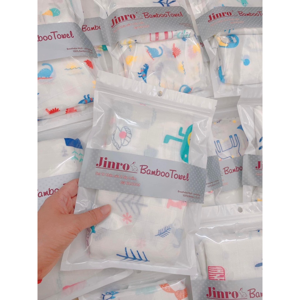 Set 10 khăn sữa sơ sinh sợi tre 2 lớp cho bé siêu thấm siêu mềm mịn hàng loại 1 chất lượng cao thời trang mẹ và bé Jinro