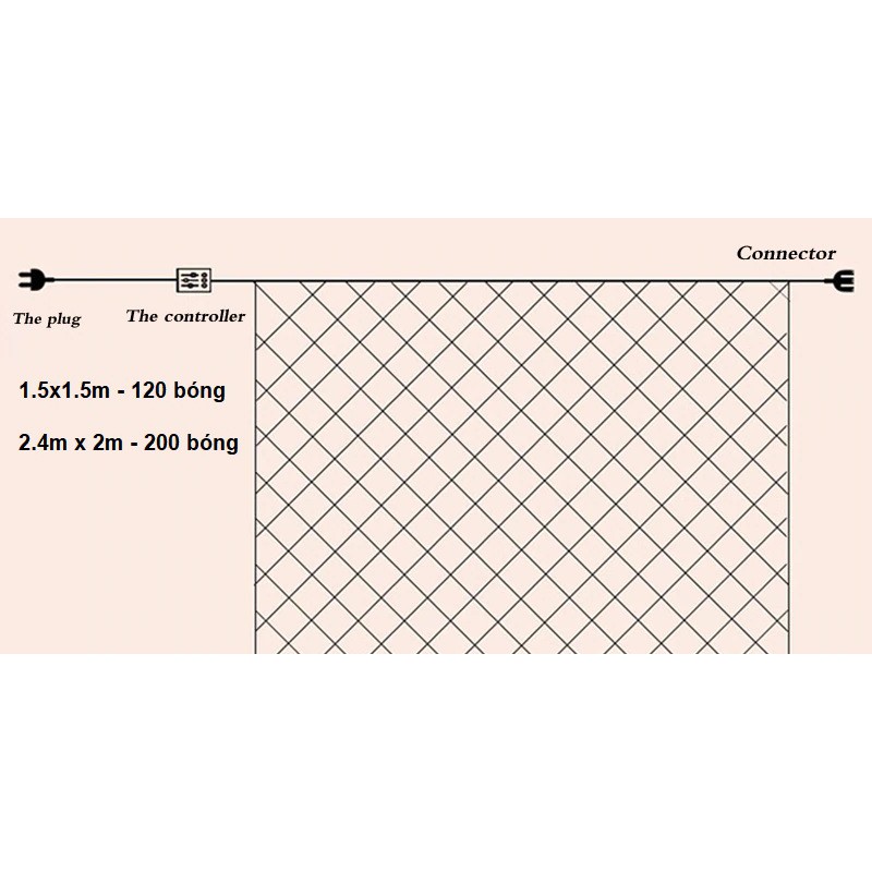 Lưới Đèn LED Chống Nước Trang Trí Ngoài Trời Cho Giáng Sinh Tiệc Lễ Tết Nhiều Chế Độ Chớp - Đèn Led Trang Trí Đẹp