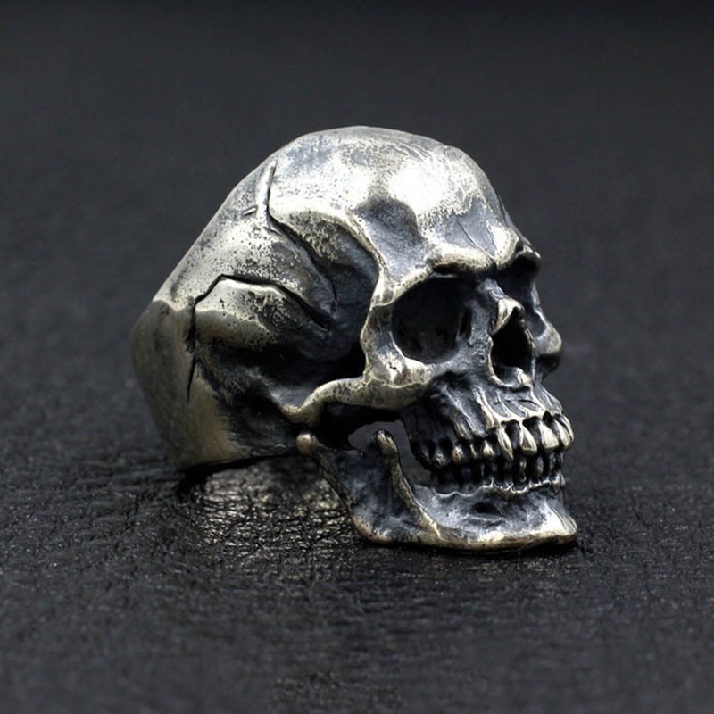 Nhẫn Hợp Kim Hình Đầu Lâu Và Đầu Lâu Phong Cách Punk Cổ Điển