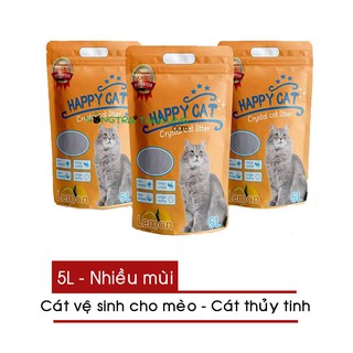 Cát vệ sinh cho mèo - Cát thủy tinh HAPPY CAT 5L nhiều mùi - [Nông Trại Thú Cưng]