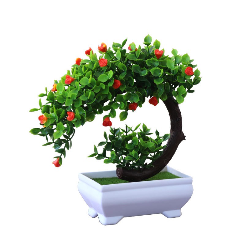 Cây bonsai phú quý tài lộc - Cây bon sai giả để bàn trang trí  Để nội thất, phòng làm việc ( kèm chậu nhựa)