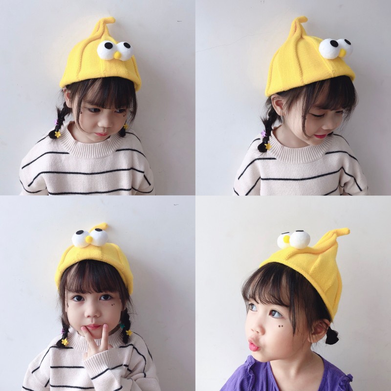 Mũ len mùa đông củ tỏi 2 mắt xinh xắn cho bé trai bé gái 3-24 tháng phong cách Hàn Quốc
