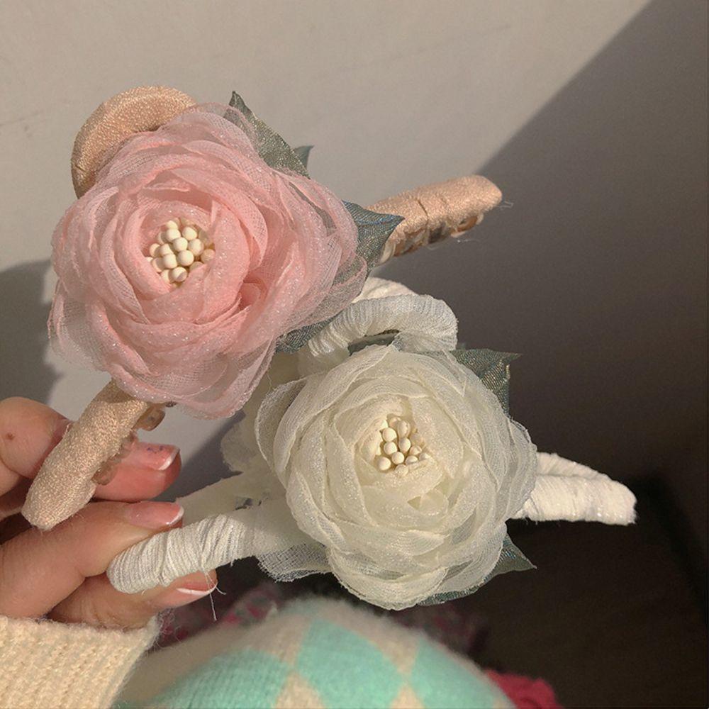 Kẹp Tóc Móng Vuốt Hình Cá Mập Đính Hoa Trà Ngà Thời Trang Cho Nữ