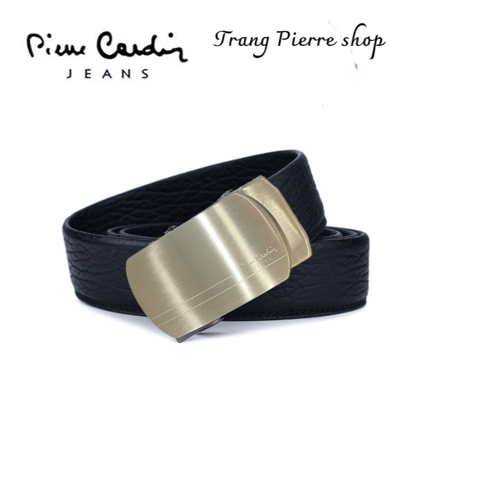 Thắt Lưng Nam Pierre Cardin mặt trơn bóng Da Bò nguyên tấm Dây nịt Nam cao cấp khóa tự động sang trọng đẳng cấp
