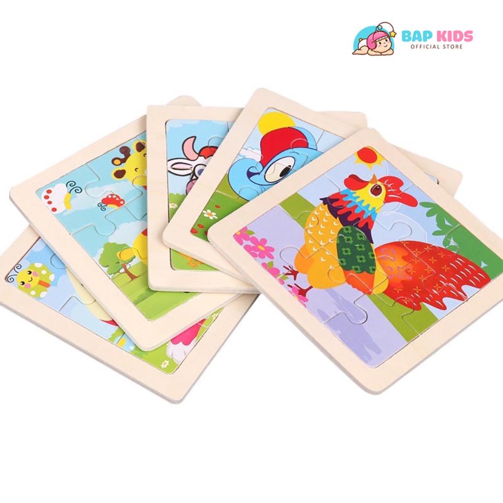 Đồ chơi gỗ Bapkids, Tranh ghép hình 9 mảnh 11x11cm