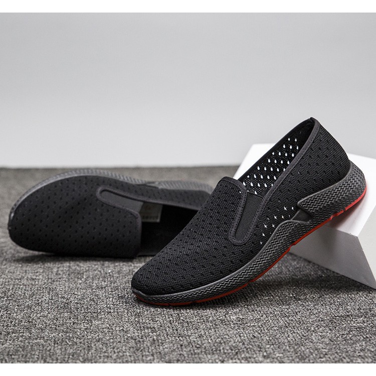Giày Lười Vải Nam Lỗ Thoáng Khí Màu Đen | BigBuy360 - bigbuy360.vn