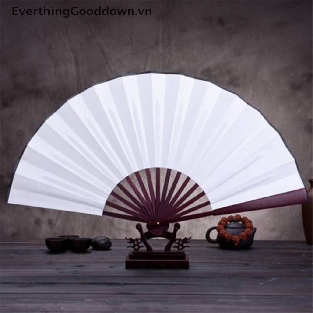 Everthinggood Quạt Xếp Cầm Tay Bằng Vải Lụa Trơn Phong Cách Trung Hoa Trang Trí Tiệc Cưới