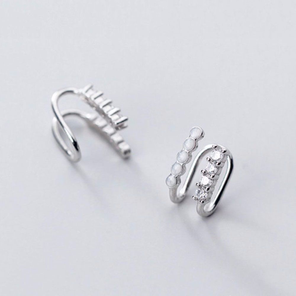 Khuyên kẹp vành tai hai lớp đính đá nhân tạo phong cách Hàn Quốc thời trang dành cho nữ