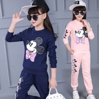Bộ quần áo thu đông "Chuột. .Mickey" 14-45kg cho bé gái. Chất liệu nỉ da cá, ấp áp. Hàng may kỹ. STG30