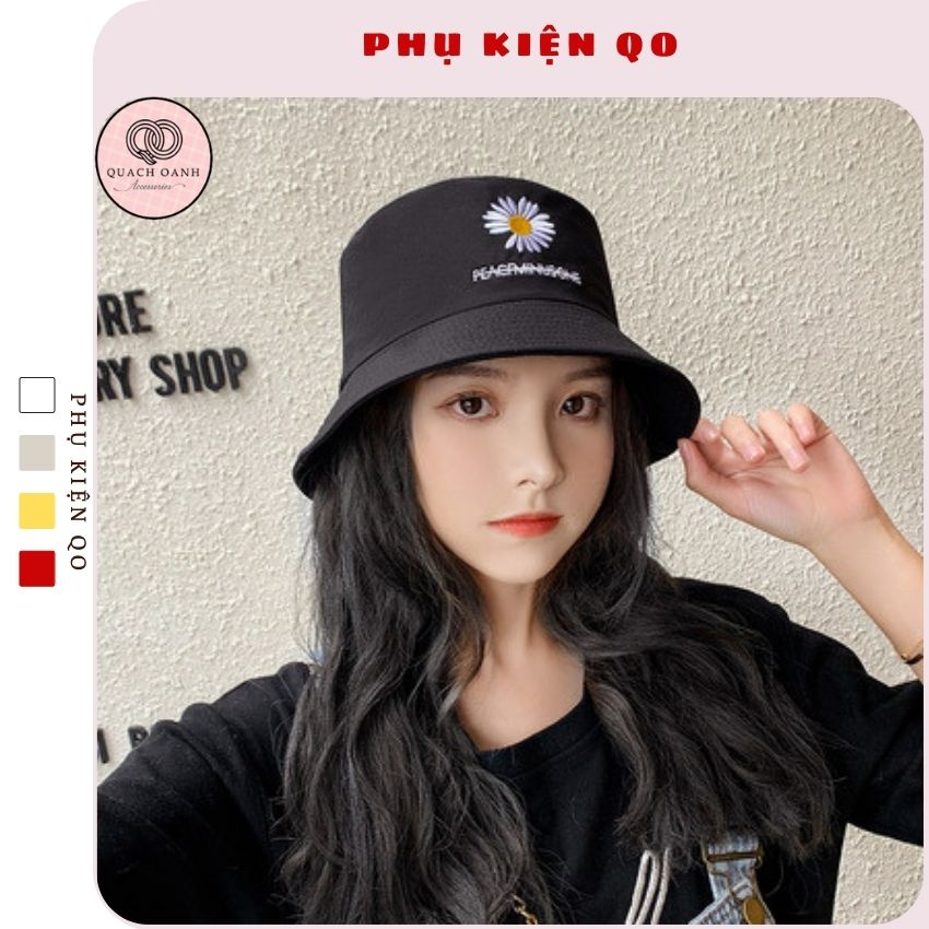 [Mã SKAMCLU8 giảm 10% cho đơn từ 100K] Mũ bucket tai bèo hai mặt vành rộng thêu hoa cúc unisex - MU55