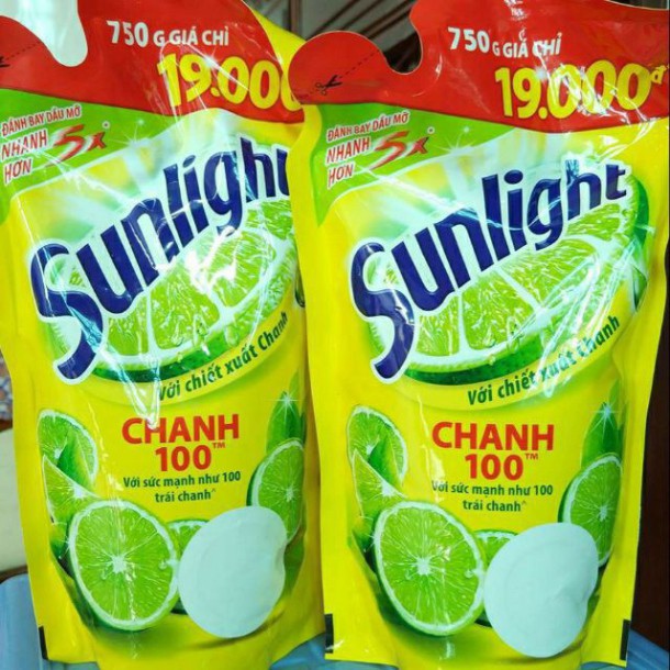 Nước rửa chén Sunlight [𝗙𝗥𝗘𝗘𝗦𝗛𝗜𝗣] Trà xanh/ Chanh túi 750ml (giao màu ngẫu nhiên)