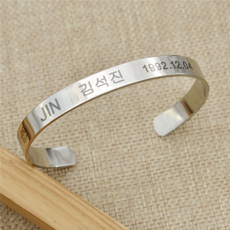 Vòng tay kim loại khắc chữ nhóm nhạc KPOP BTS