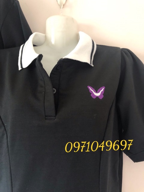 {Có ảnh thật} Váy thun đôi: Váy thun polo thêu bướm + Áo polo nam phối hợp