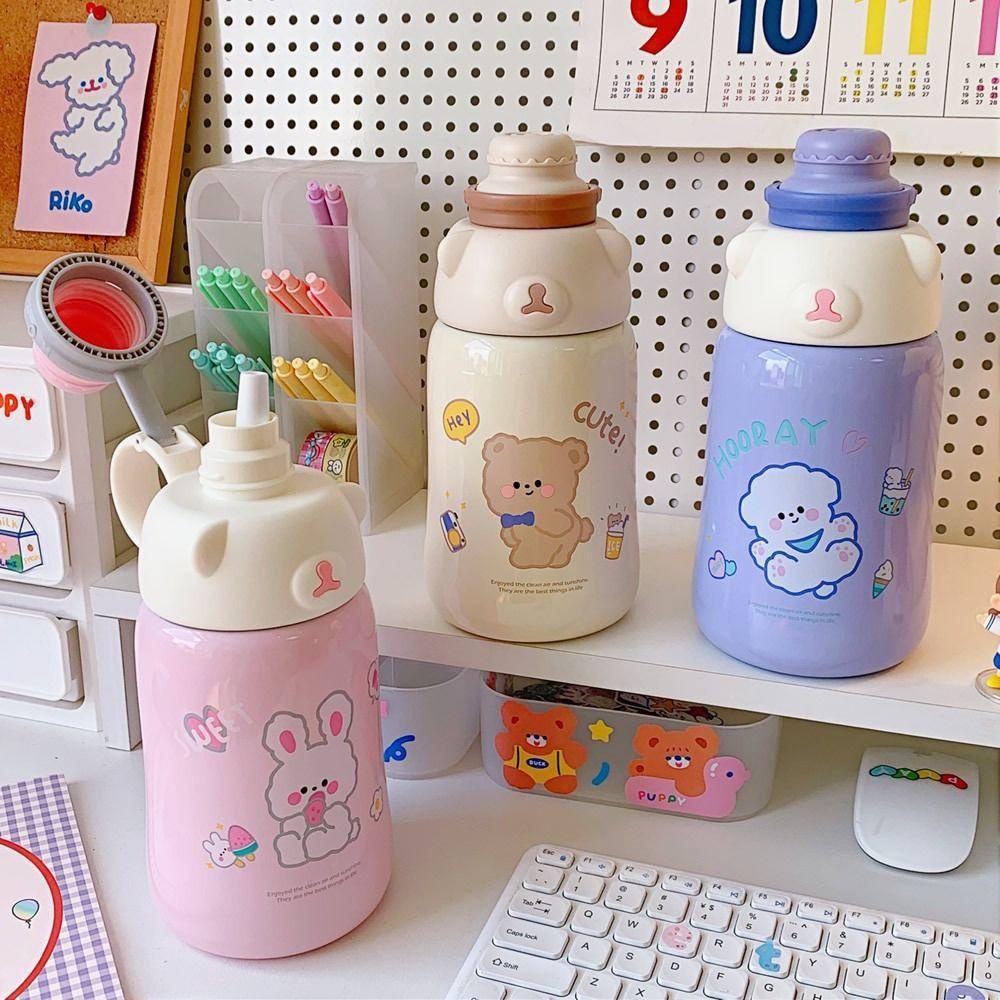 Bình Nước Giữ Nhiệt Dung Tích Lớn 1130ML Thiết Kế Dễ Thương Kèm Ống Hút Tiện