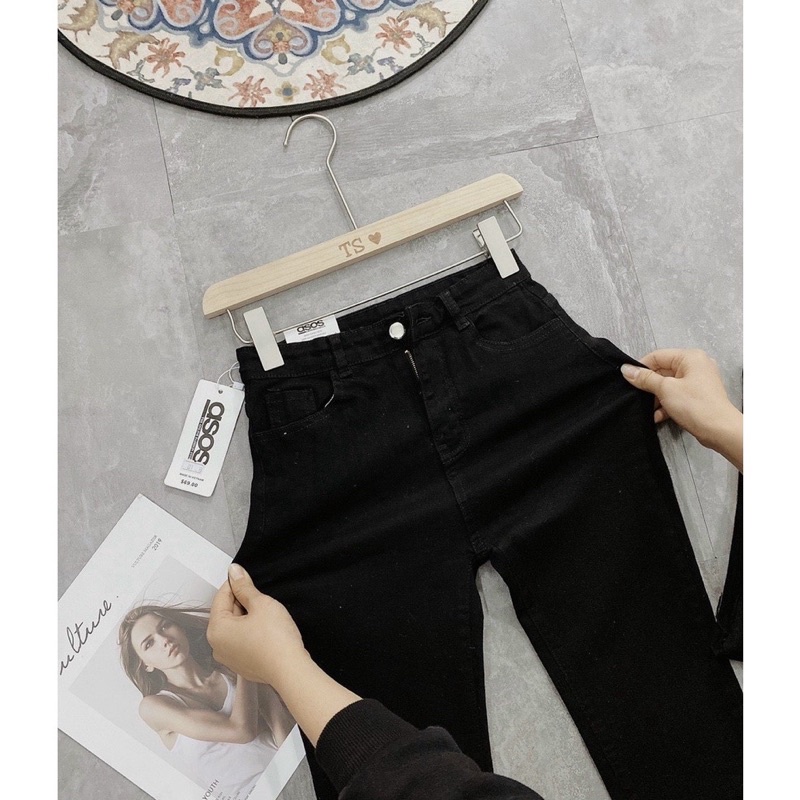Quần jeans ống đứng đen cắt gấu chất liệu dãn cao cấp mẫu hot nhất