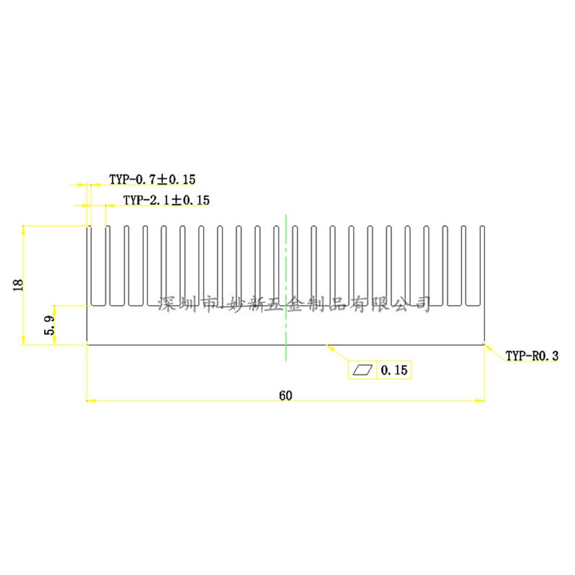 1 Khối Nhôm Tản Nhiệt 150x60 X 18mm Màu Vàng