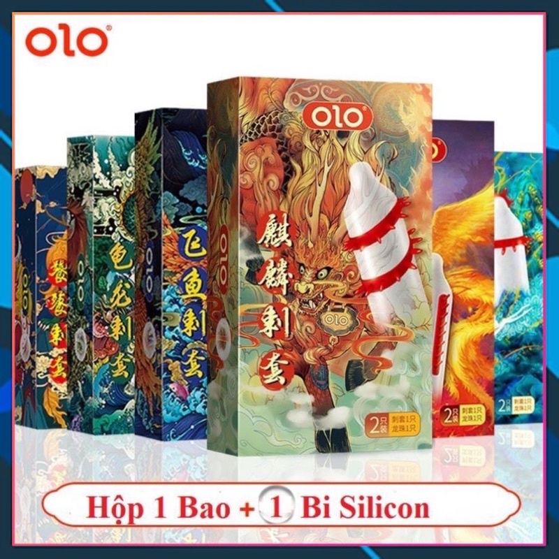 Bao cao su OLO-R gân gai, gai bi 01, gel kéo dài thời gian quan hệ Hộp 1 bcs và 1 hạt bi - olo-china