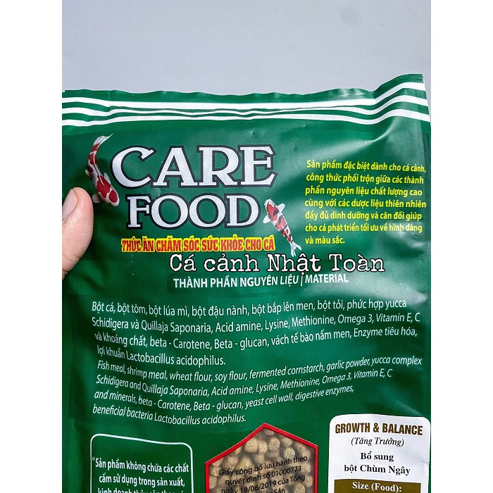 THỨC ĂN CÁ CARE FOOD TĂNG TRƯỞNG VÀ TẢO SPIRULINA 500G