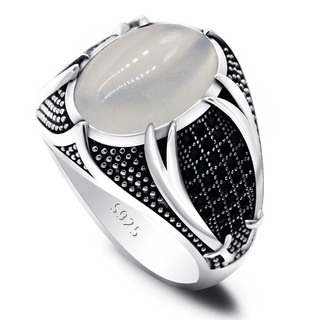 Lkyou stone retro European and American new men of the ring, black zircon rings AAA Silver 925