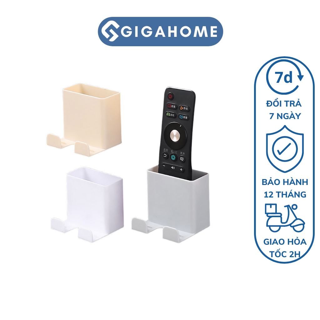 Kệ Để Remote, Sạc Pin Điện Thoại Dán Tường GIGAHOME Kèm 2 Móc Tiện Lợi 9289