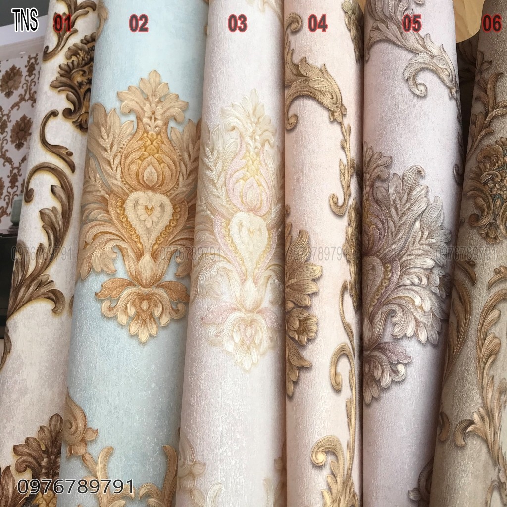 10m Giấy Dán Tường Hoa Văn Châu Âu Cho Phòng Ngủ, Phòng Khách, Lụa Không Keo, Khổ 53cm, Nhiều Màu Lựa Chọn