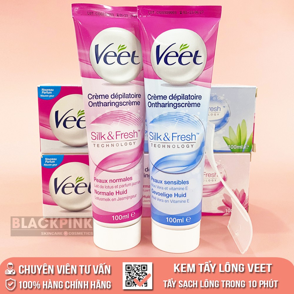 Kem tẩy lông Veet Hair Removal Cream 100ml Pháp, tẩy lông nhanh, không gây đau rát, thành phần tự nhiên an toàn cho da