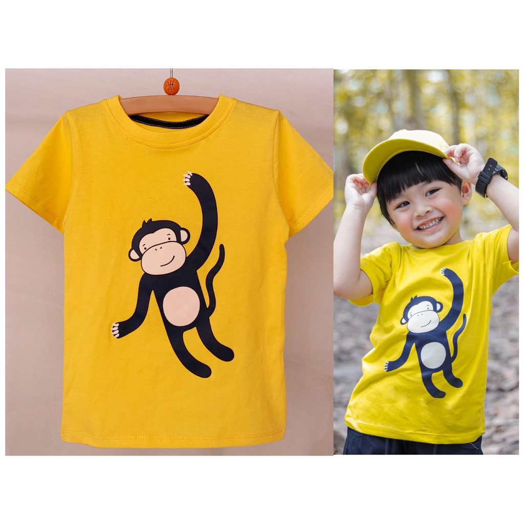 Áo thun in hình khỉ mặt cười cho bé trai từ 1-5 tuổi
