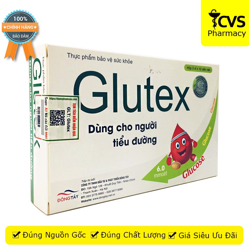 Viên uống Glutex - hỗ trợ hạ đường huyết, giúp kiểm soát đường huyết - cvspharmacy