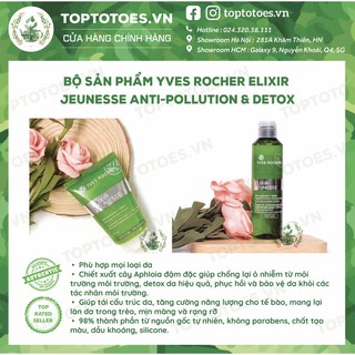 Gel rửa mặt và nước cân bằng Yves Rocher Elixir Jeunesse Anti-pollution & Detox thanh lọc & bảo vệ da khỏi các yếu tố mô