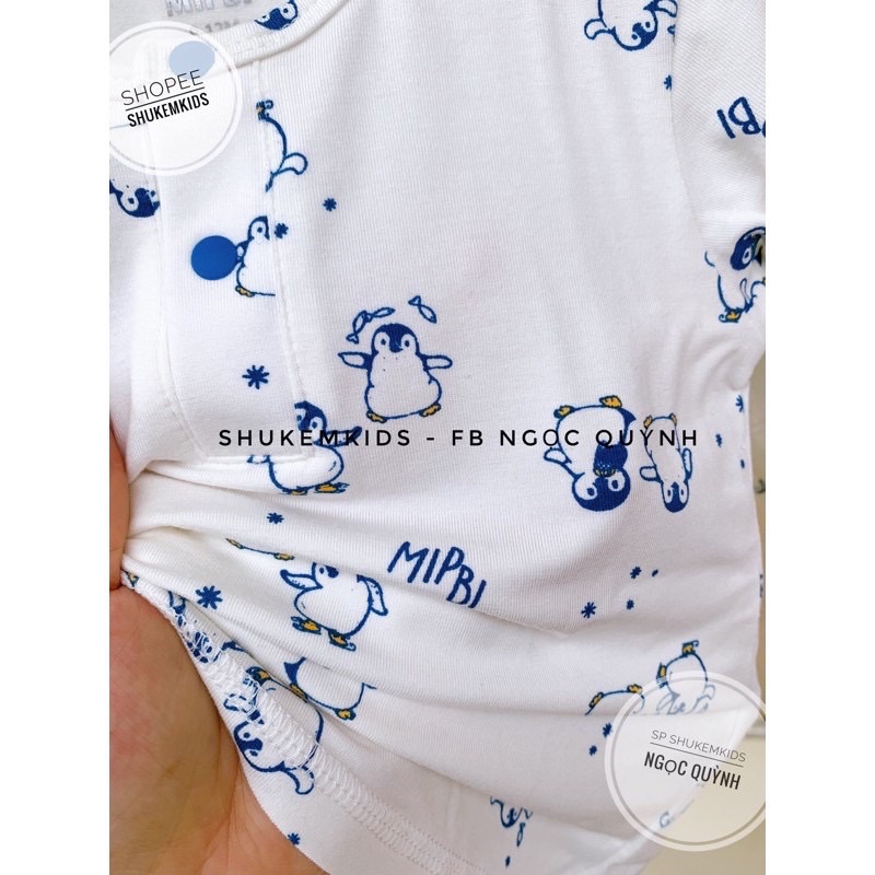 Bộ Mipbi sơ sinh cài lệch sợi tre cao cấp size 0-3m/3-6m