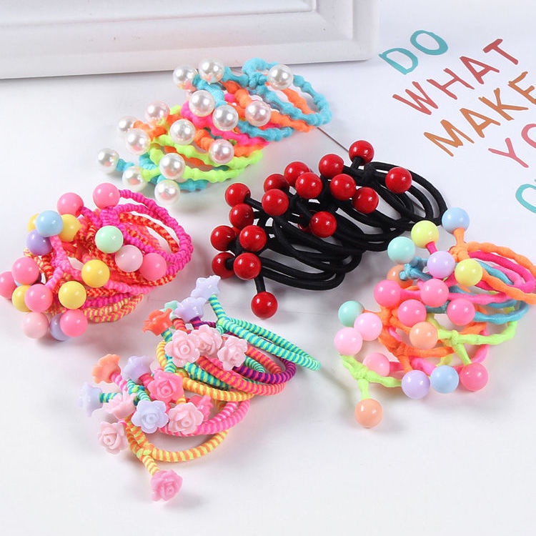 SET 10 DÂY Dây Cột Tóc Đính Ngọc Trai- hoạt hình Nhiều Màu Sắc Phong Cách Hàn Quốc Độc Đáo Cho Nữ- thythy store