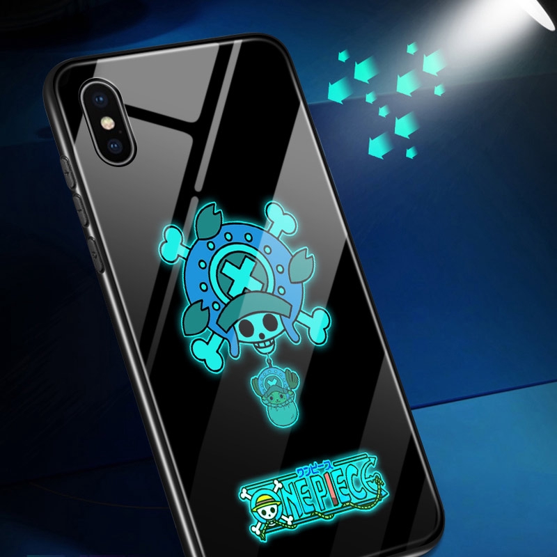 【Luminous Glass Casing】 OPPO A16 A54 A55 A95 4G Cho Ốp lưng điện thoại In Hình Anime One Piece Straw Hat Kid dạ quang
