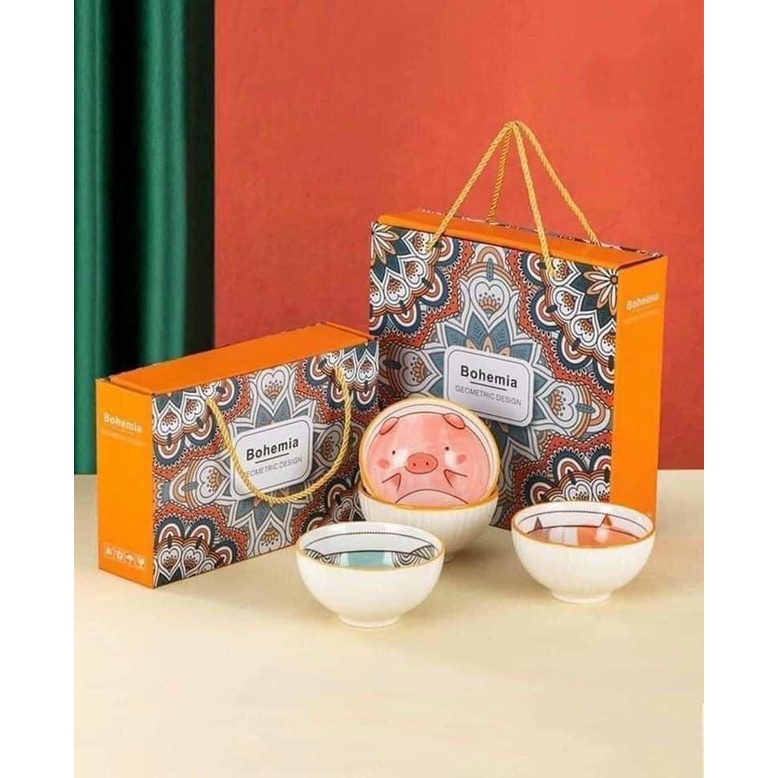 Bộ bát, set bát thú kèm đũa BOHEMIA siêu cute, siêu đáng yêu, siêu tiện lợi  thanhluanmartcom298