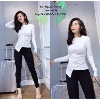 Áo thun dúm eo vạt lệch