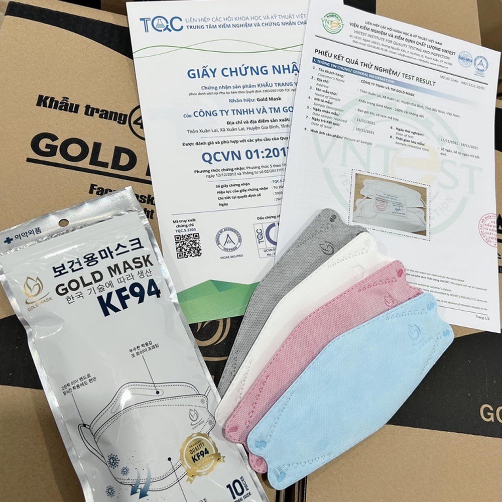 Combo khẩu trang kf94 Gold Mask tiêu chuẩn Hàn Quốc kháng khuẩn chống bụi mịn