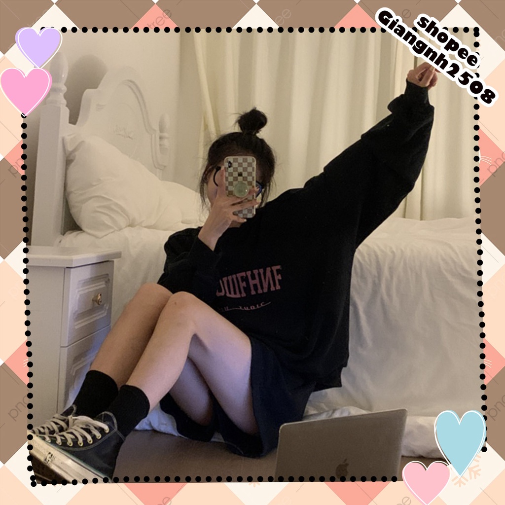 SQ013 Bộ quần áo nỉ thể thao form rộng đùi sooc OTHOWEHNE tay bo oversite, Set áo hoodie sweater dài tay và quần short