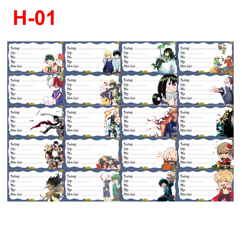 Nhãn vở anime MY HERO ACADEMIA