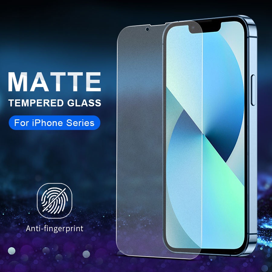Full Màn Kính cường lực nhám Chống Vân Tay Cho iPhone 14 13 12 11 Pro Max X XR XS 6 6S 7 8 Plus