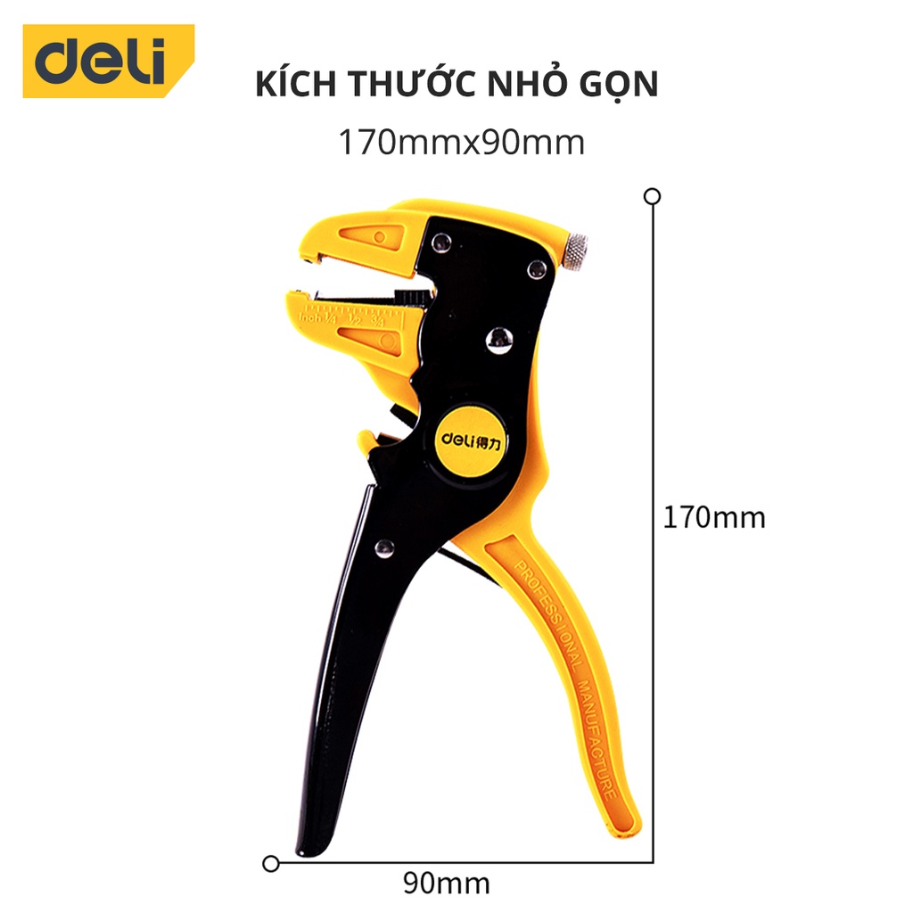 Kìm Tuốt Dây Điện Mỏ Quạ Đa Năng Deli 0.5-6mm - Thiết Kế Chuyên Dụng Giúp Tiết Kiệm Thời Gian, Công Sức - DL2003