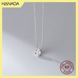 Dây Chuyền Bạc 925 Hanada 0772 Hoa Đá 4 Cánh Tròn