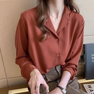 [Seckill] Thiết kế áo sơ mi voan Niche Top dài tay màu trắng đáy
