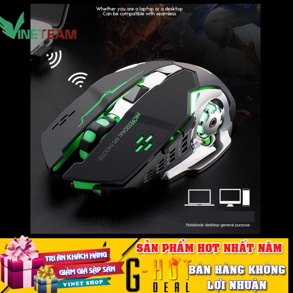 🚛 free ship đơn 99k chuột không dây chuyên game pin sạc free wolf x7/x8 led 7 màu -dc2867
